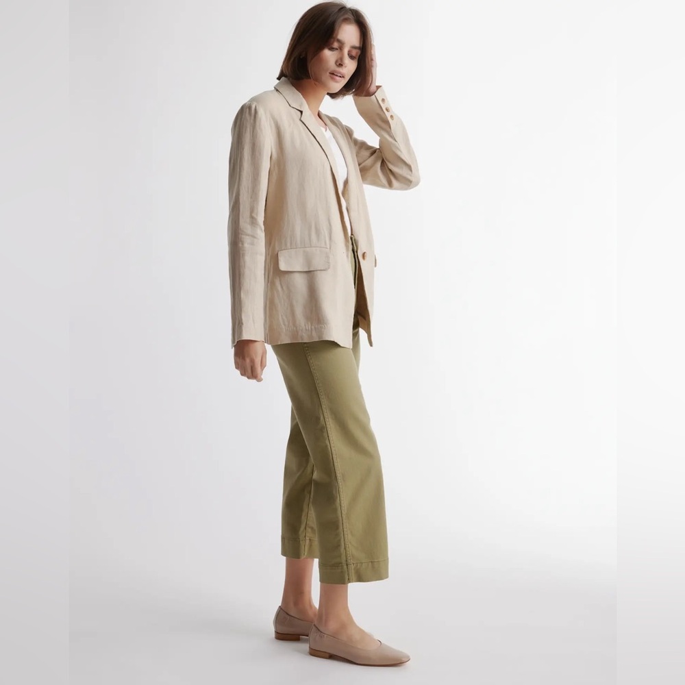 Quince 100% European Linen Blazer in Driftwood Size L - Picture 4 of 10